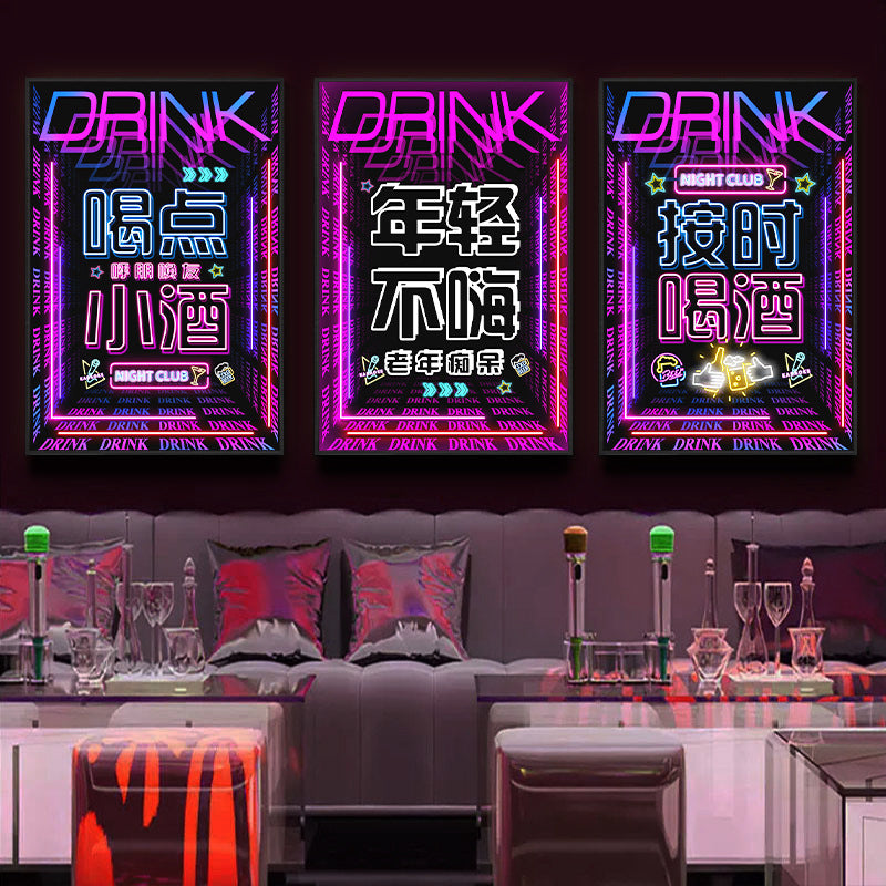 Bar luminous hanging painting neon LED ambient light painting KTV box private room dining bar tavern clear bar decorative painting