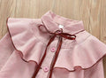 Girl shirtfleece-lined stylenew arrivalk-stylestripes lapel shirtruffles children's spring & fallcardigantops