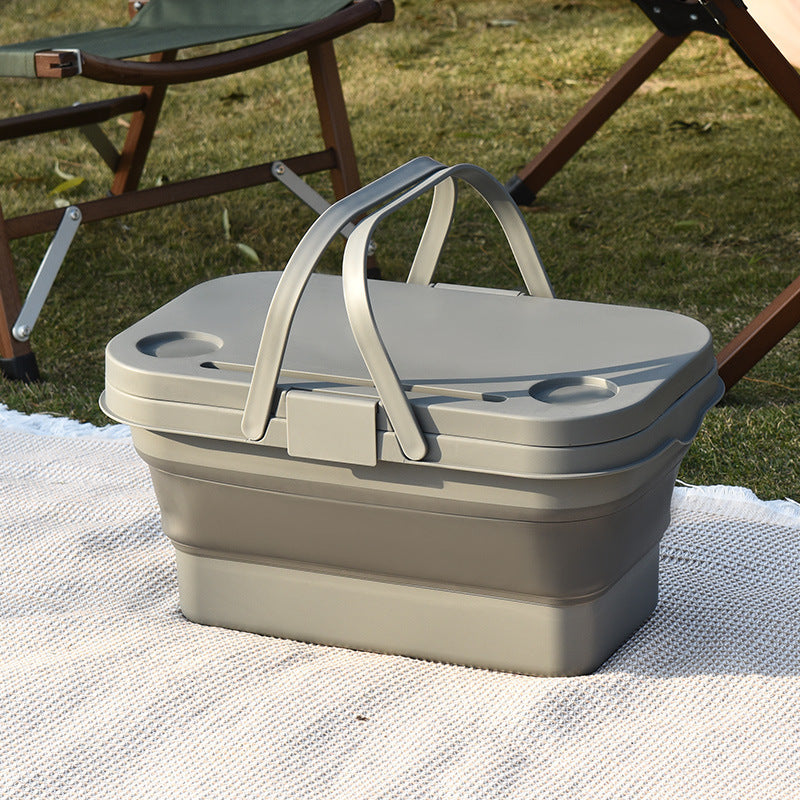 Folding storage box Portable picnic basket Outdoor camping Portable large-capacity car supplies Trunk storage basket