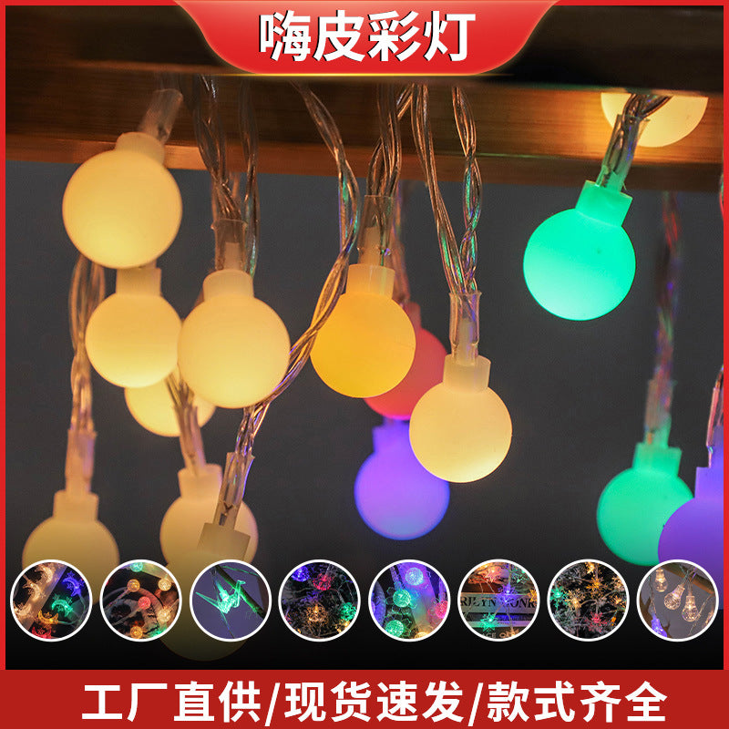 LED light string Gypsy Christmas Day small lantern ball star lighting holiday decoration battery box lantern string