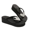 summer rhinestone thick solecasual slippers women's beach flip-flops women's large size sandals women's peach heart