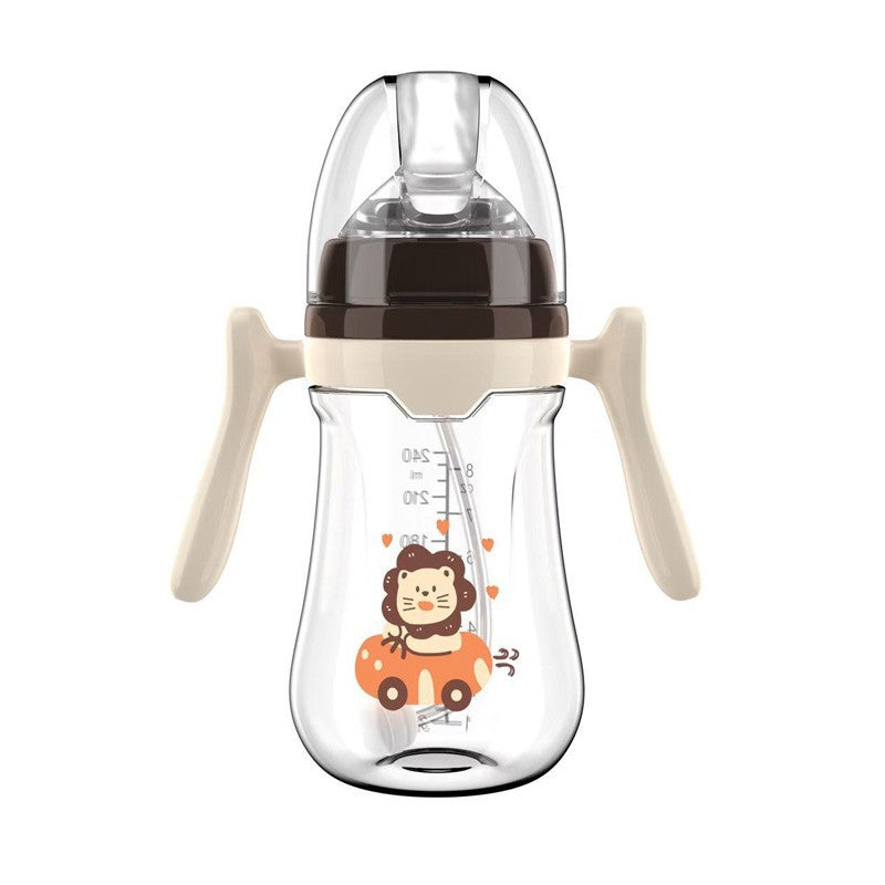 English boxed pacifier 180/240/280ml simple with handle PP bottle with straw