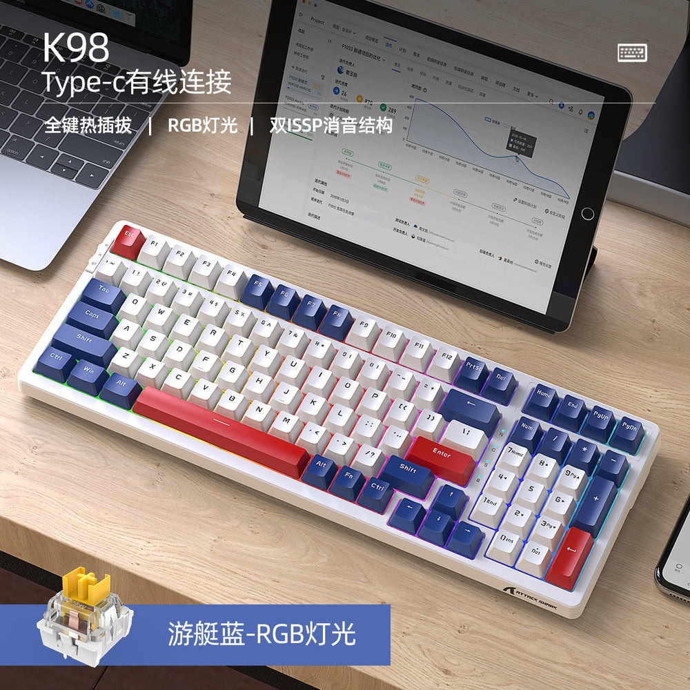 Attack shark k98rgb three-mode hot-swappable mechanical keyboard customized gaming bluetooth wireless keyboard