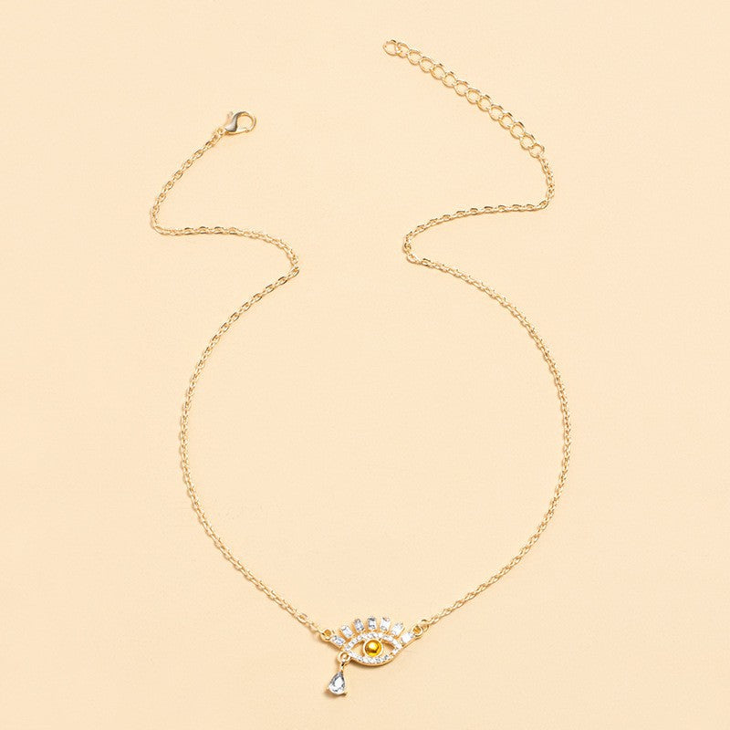 Wholesale diamond-studded eye pendants for cross-border e-commerce: amazon hot-selling accessories - gold alloy evil eye necklace for women