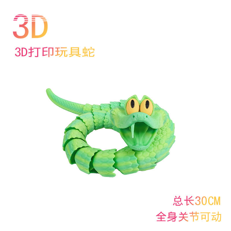 Kids' zootopia inspired gary the snake 3d printed figurine - articulated joints, stress relief, prank toy for boys
