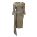 D3168  women's clothing  fall/winter new arrival solid color ol style elegant commute pleated tie-up dress - european and american style