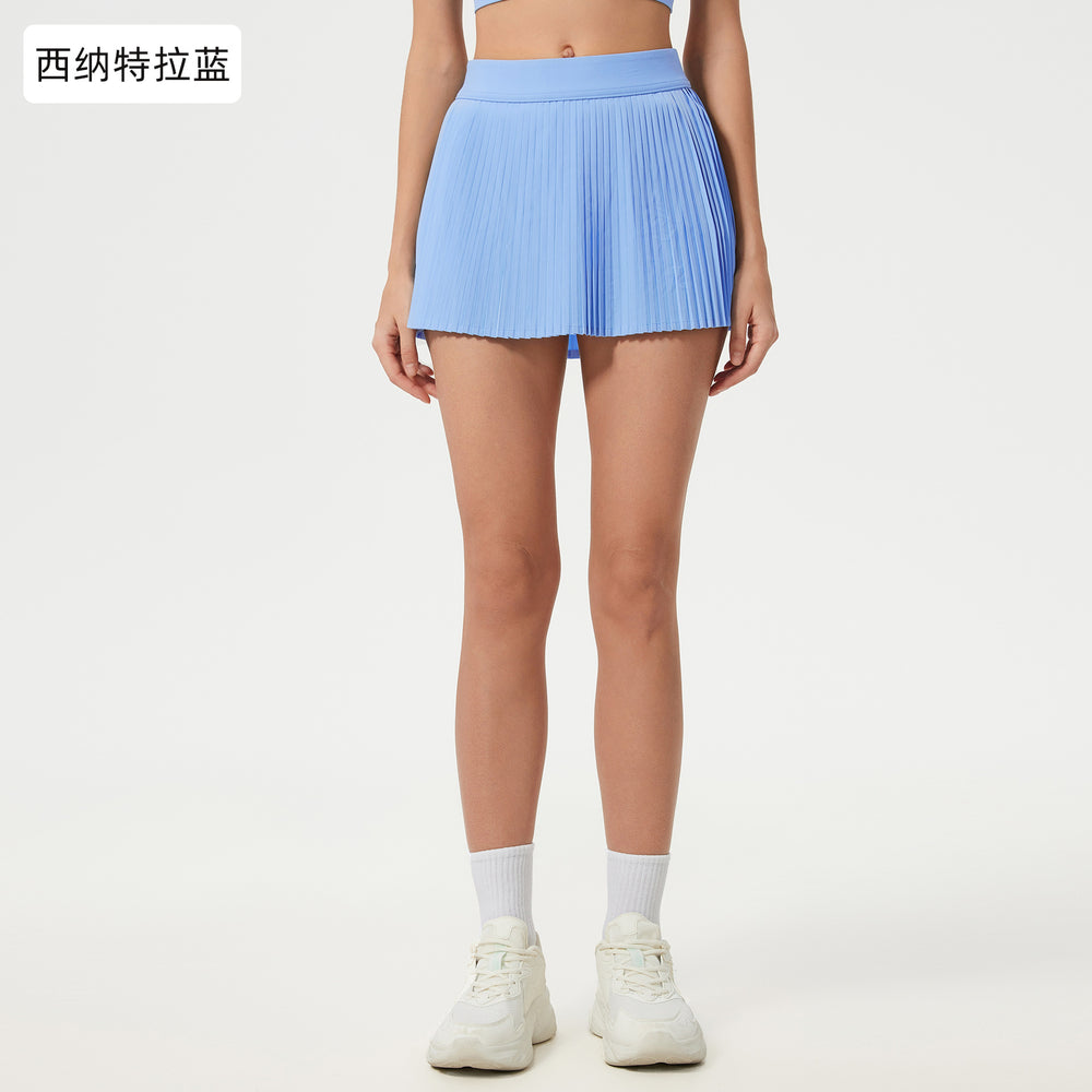 Ice-feeling breathable outdoor sports skirt for women with lining fashion tape tennis skirt yoga fitness skirt d25008