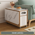 Multifunctional sofa corner table, side cabinet, foldable coffee table, slate dining table, dual-purpose living room trolley, movable tea table