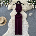 K-style sleeveless knittingelegantdress women's summer high waist silm show figure a-line skirt work clothingeasiest for match vest skirt