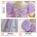 Rainbow girl's dress - new style first birthday baby dress with 3d butterfly back, bubble sleeves, and sequin detail