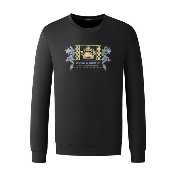 Emperor Paul Long Sleeve T-Shirt Men's Cotton Men's Autumn and Winter Long Sleeve Crew Neck Top Middle-aged and Young Daily Bottom Shirt Men