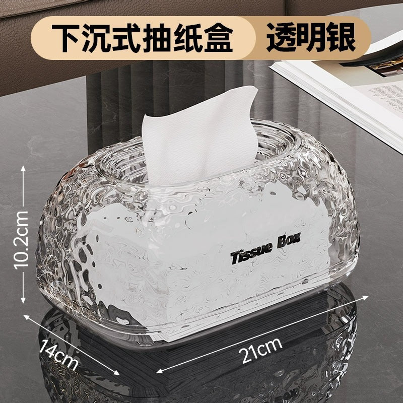 Light luxury tissue box household living room high-end napkin paper box creative bedroom sunken advanced desktop paper box