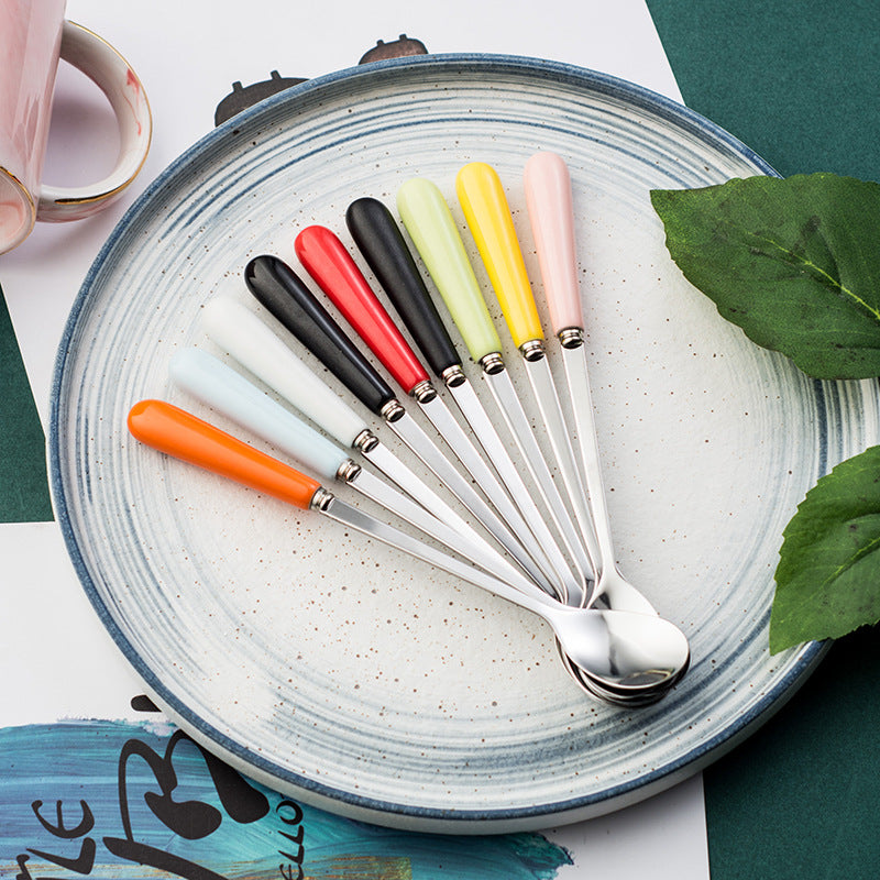 stainless steel tableware spoon, stirring spoon, long-handled soup spoon, household children's spoon, western food dessert coffee spoon wholesale