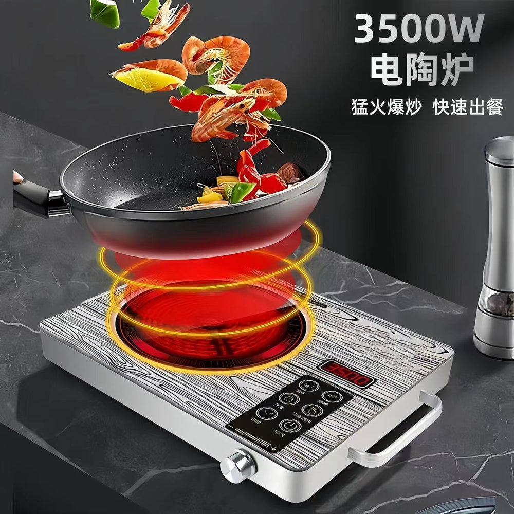 2025 electric ceramic cooktop, 5000w high-power multifunctional induction cooker for home use, universal cookware compatibility, smart stir-fry function, waterproof and anti-radiation