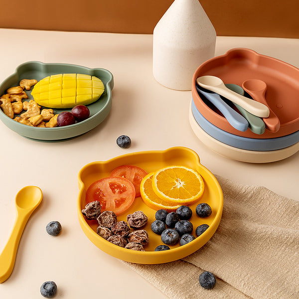 Original design Baby dinner plate Infant and toddler eating bowl Self-feeding complementary food bowl Integrated silicone suction cup Baby