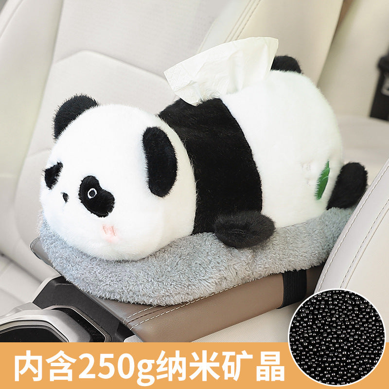 Car tissue box, armrest box, pumping carton, creative car bamboo charcoal bag ornament, high-end doll, car decoration