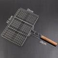 Household outdoor thickened stainless steel grilled fish clip thickened barbecue clip bbq barbecue tool accessories wooden handle vegetable clip