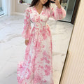 summer new arrival: european and american  high-waisted, elegant, french-style, slim-fit, long, flowy vacation dress