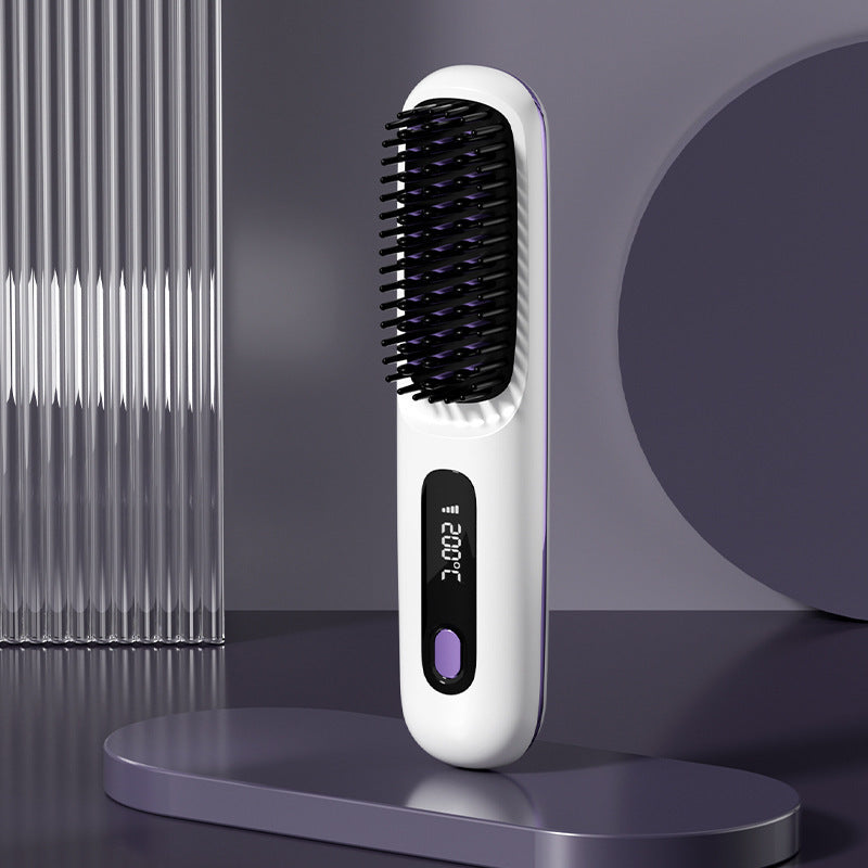 Straight hair comb, negative ions do not damage hair, wireless portable curling dual-purpose electric comb, fluffy handy gadget, high skull top, unlimited