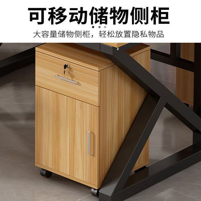 Office desk and chair set - modern minimalist computer desk for 4-6 person workstations with partition screens - ideal for office staff