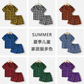 Export children's clothing kids pajamas spring and summer boys short-sleeved kids plaidcardigan boys thin cotton kids home clothes