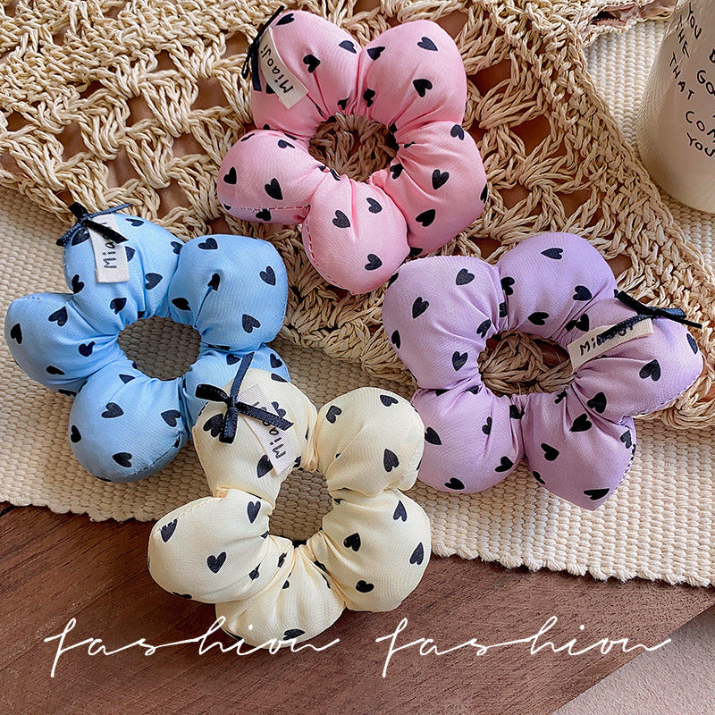 K-style girl sweet heart cotton-filled hair tie kidsbows ring girl ball headband hair rope large intestine ring