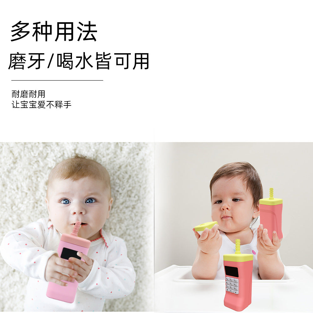 Cross-border anti-drop children's big brother straw cup silicone baby learning drinking cup 260ml anti-scalding and leak-proof straw water cup