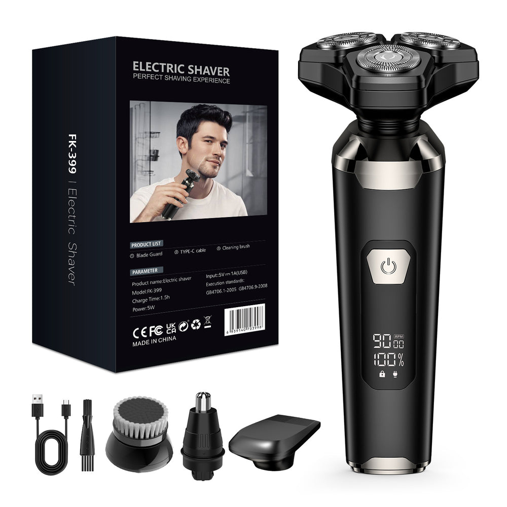All-in-one electric shaver men's grooming kit: haircut, shave, nose hair trimmer, magnetic triple-blade razor