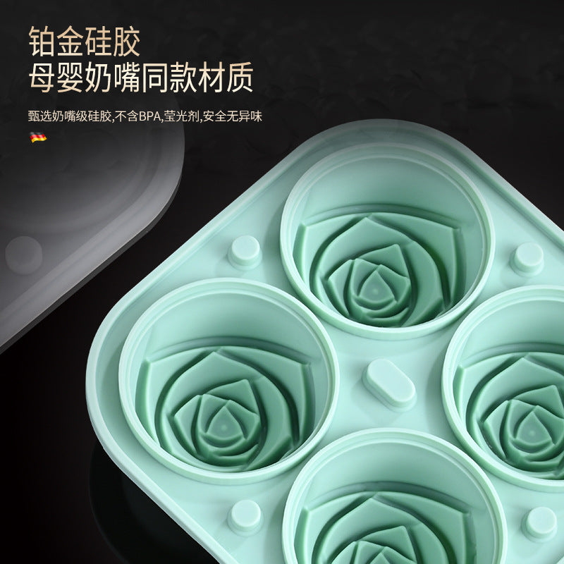 Rose Ice Grid Cartoon Silicone Frozen Ice Cube Mould Ice Maker Whiskey Ice Hockey Box Ice Grid Ice Mould