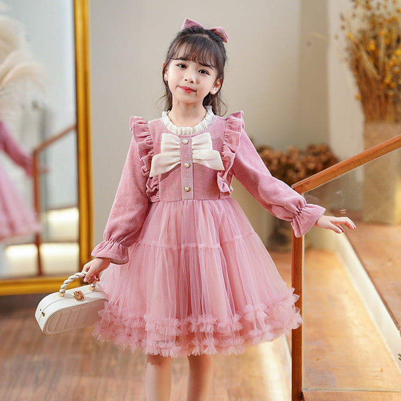 Girls' red spring/autumn tutu dress - stylish and trendy new arrival for little girls, fleece-lined