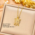X8361 - gold turtle necklace [titanium steel chain, copper inlaid zircon pendant]