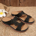 plus size women's shoes  new arrivalfashion flower wedge thick bottom sandals women's stitching retro one-line slippers for women