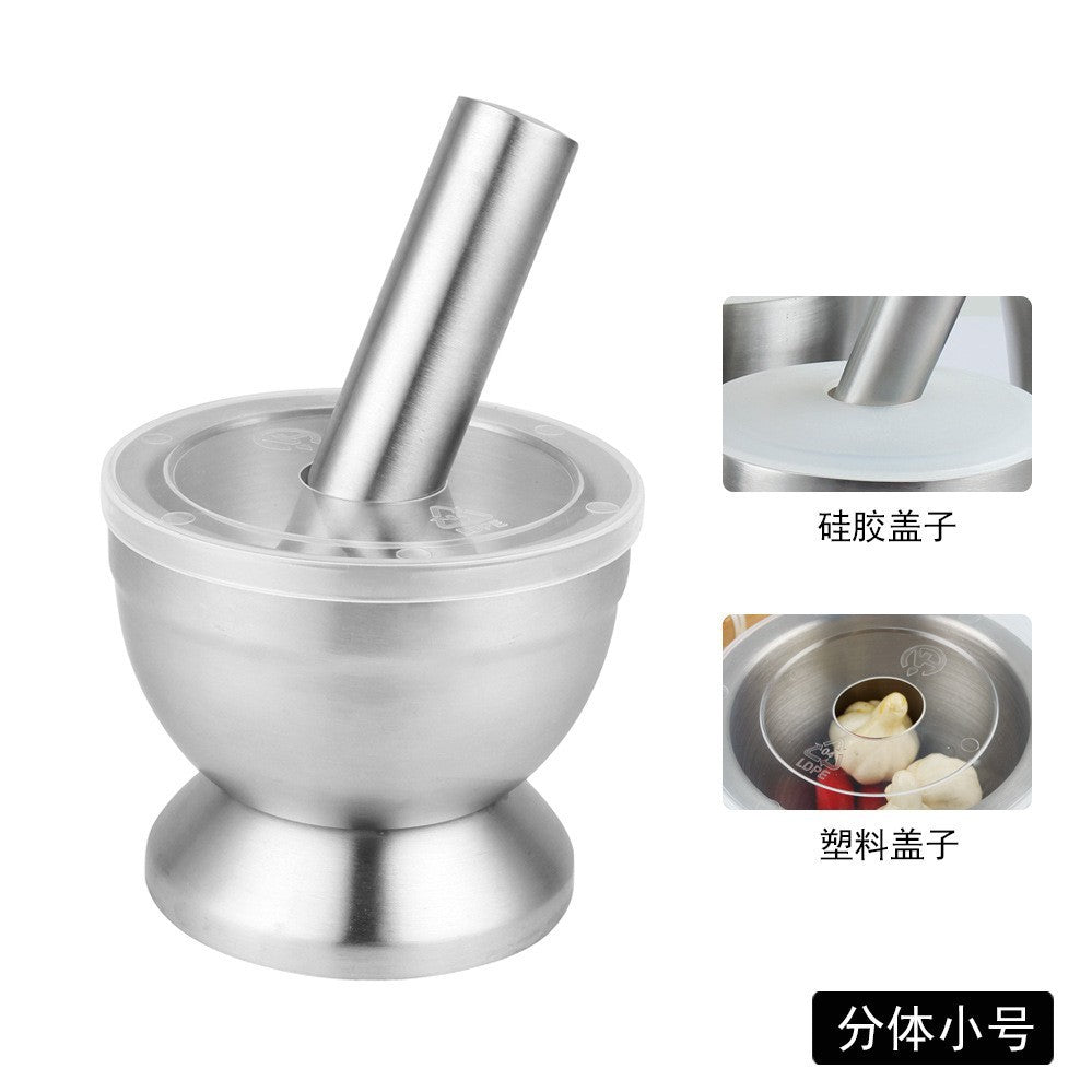 304 stainless steel garlic pounder round grinding jar pounder mold stone mortar pounder with cover medicine mortar