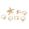 Wholesale ring sets: cross-border ocean-inspired jewelry - starfish, seashell, knuckle rings, irregular ins-style stackable rings