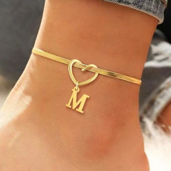 new arrivalcasual titanium steel 18k gold english letter anklet accessible luxuryeasiest for match knotted anklet anklet jewelry for women