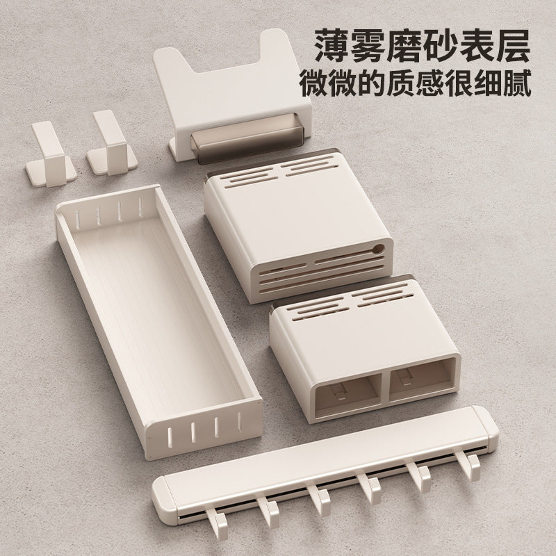 White Kitchen Shelf No Punching Wall Hanging Knife Holder Seasoning Household Multifunctional Cutting Board Wall Storage Rack