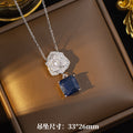 popular cubic zirconium flower titanium steel necklace women's earrings niche design high-end sense of light luxury inlaid zirconium suit jewelry