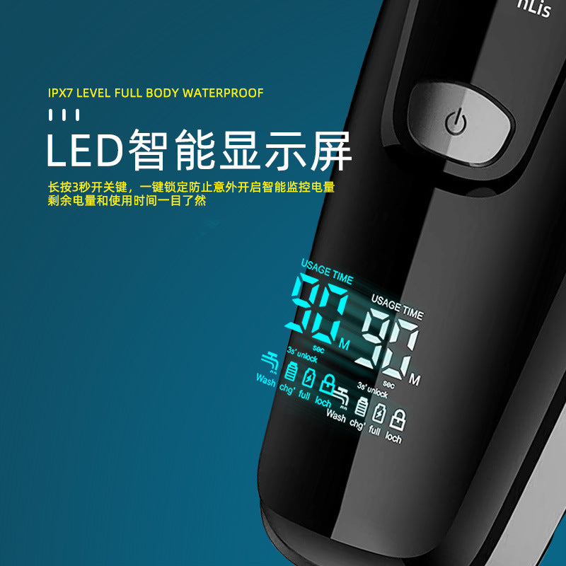 Water washable digital display floating six-blade electric shaver hair removal handy gadgetsuit shaving high-power razor