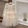 Girls' dress  autumn new arrival: ultra-fairy sequin embroidered children's tulle skirt two-piece princess dress - trendy style