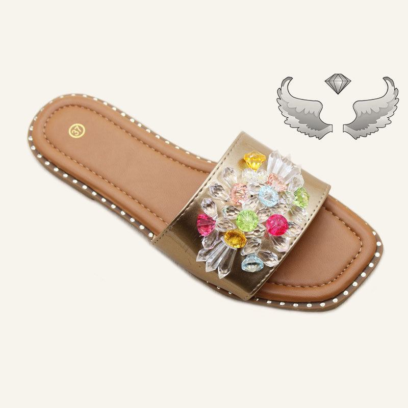 圭亚那外贸直销女鞋夏季新款时尚外穿平底一字拖Ladies slippers