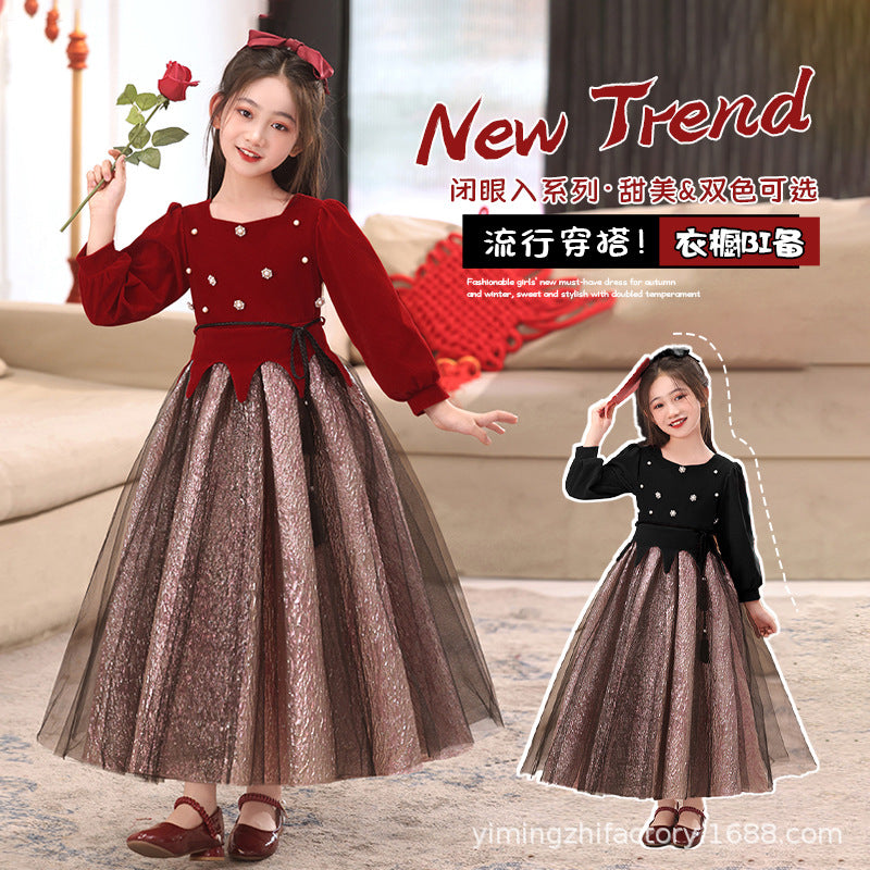 Ready-to-ship children's formal dresses, new  christmas princess dresses for girls, autumn and winter tutu skirts, halloween costumes