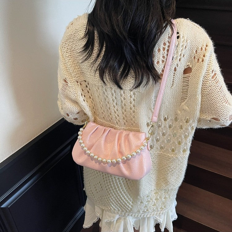 Cross-border large-capacity bag women's summer 2025 new casual messenger bag Korean version single shoulder underarm pleated cloud bag