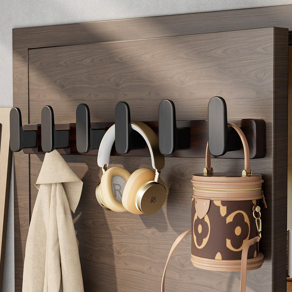 Walnut wood hook - no drilling required, over-the-door coat and hat hook, wall-mounted fixed clothes hook, entryway coat rack