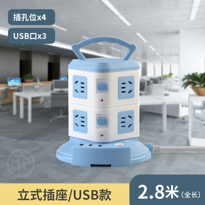 For homevertical socket panel multi-hole plug strip multi-function plug strip multi-purpose stereo plug strip with cable usb plug strip