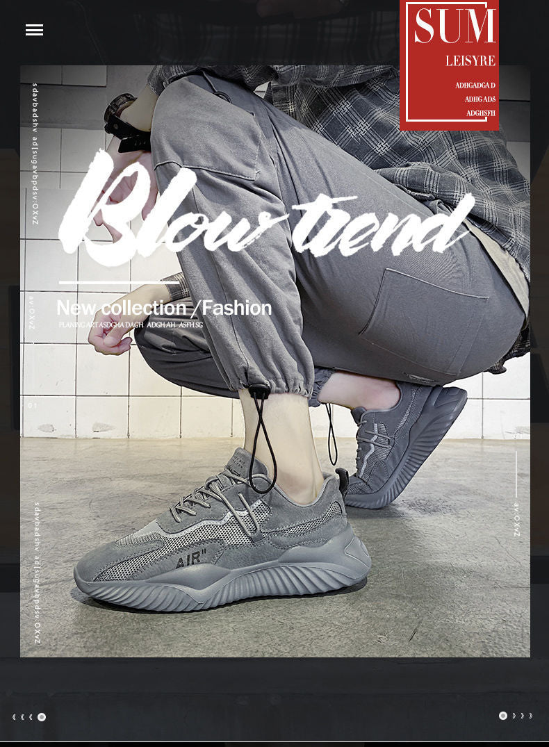 2025 new winter breathable korean style trendy mesh athletic men's shoes versatile casual spring running dad shoes