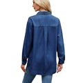 European and american cross-border foreign trade spring and summer women's clothing  independent station washed adjustable sleeve denim shirt loosetops