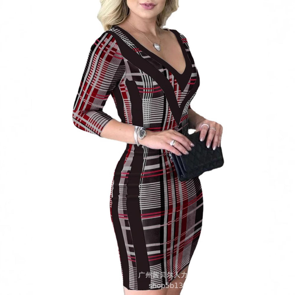 Spot   fashion European and American women's clothing, European and American new color matching dresses-HDZ0136/LZ3189