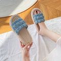 Puff cream slippers women's summer outwear 2024new arrivalfashion fairy style soft thick soleplaid beach internet celebrity sandals