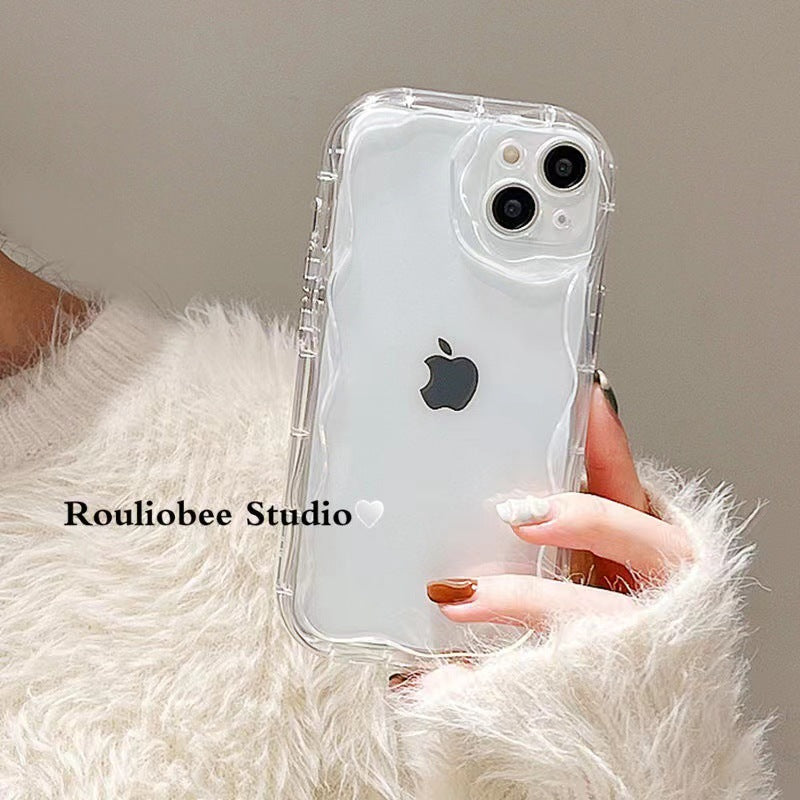 Three-dimensional wavy edge suitable for apple 16pro all-inclusive anti-fall protective case iphonexr pure color simple mobile phone case