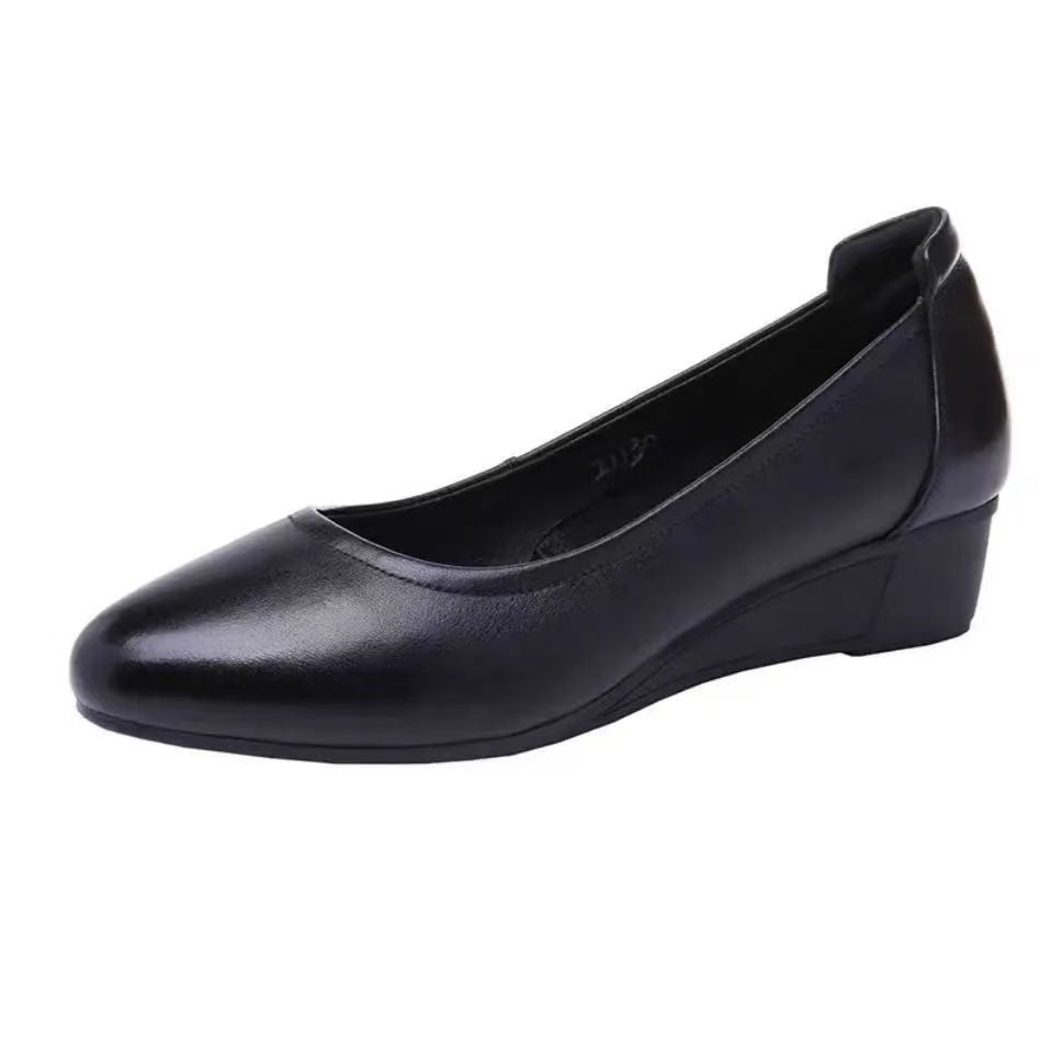 Live broadcast dropshipping soft leather soft bottom ladieswear shoes flatsabrasion resistantwaterproofbows work shoes micro business group purchase